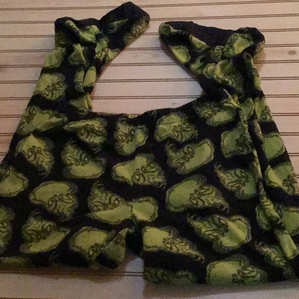 Dr Seuss‎ Grinch Black Green Footed PJ Pajama Bottom Sleep Pant 8/10 Medium